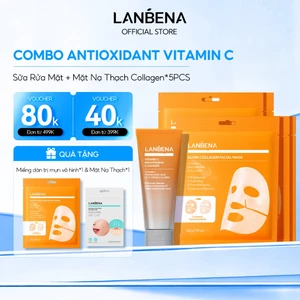 LANBENA COMBO Sữa Rửa Mặt + Mặt Nạ Thạch Collagen*5PCS trẻ hóa da chứa Retinol / Sữa rửa mặt làm sáng da Vitamin C