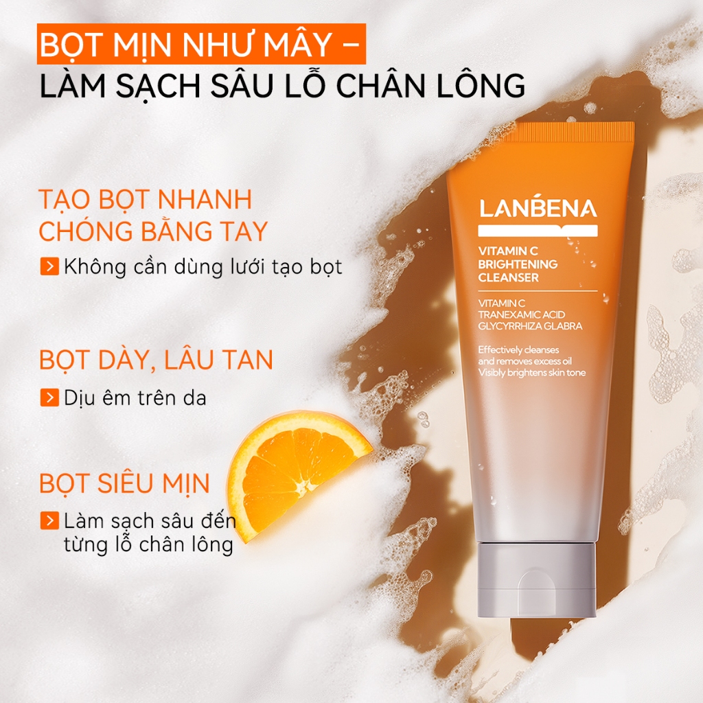 LANBENA COMBO Sữa Rửa Mặt + Mặt Nạ Thạch Collagen*5PCS trẻ hóa da chứa Retinol / Sữa rửa mặt làm sáng da Vitamin C