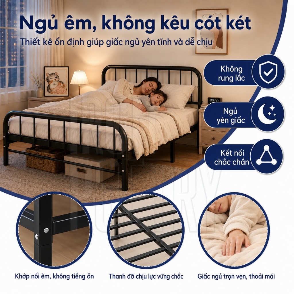 Khung giường sắt Giường sắt rèn Khung Giường thép nặng Gia cố và làm dày1m/1m2/1m5/1m8Nhiều kích cỡ