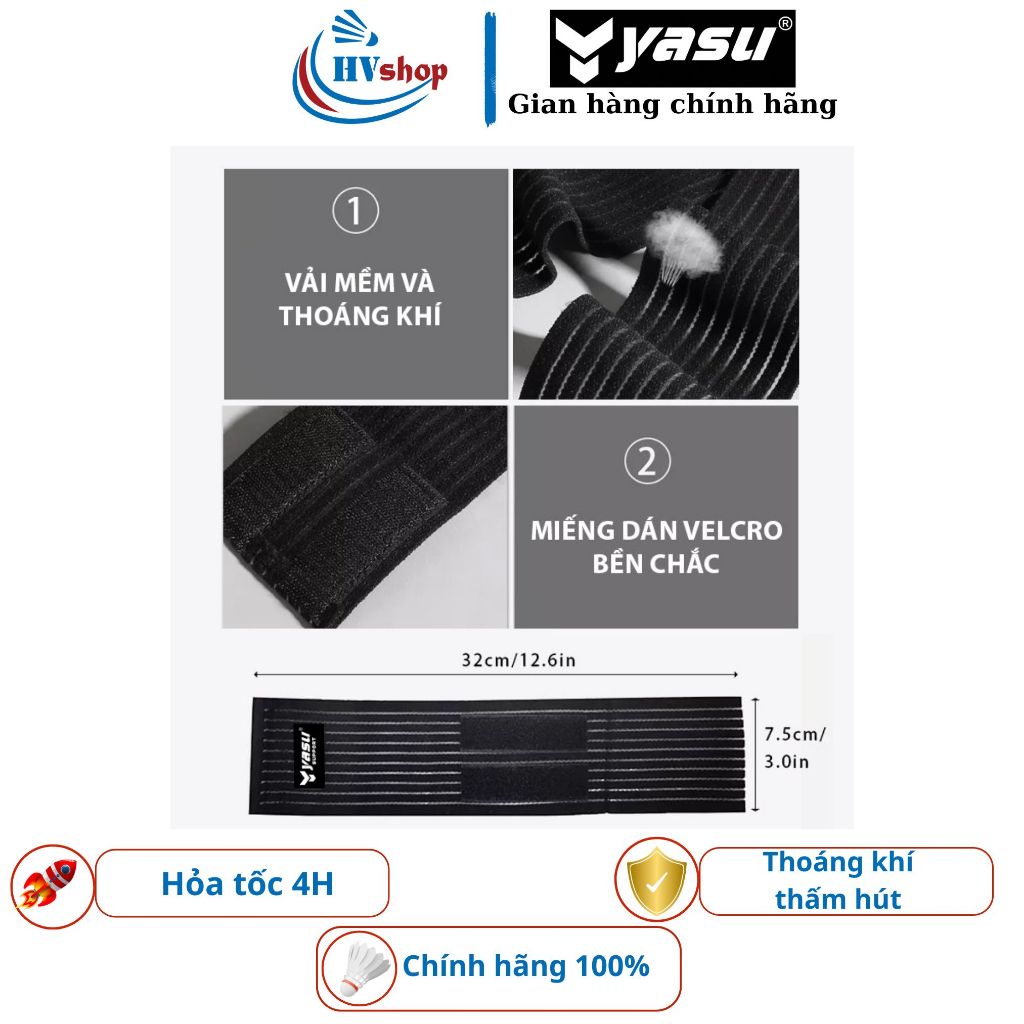 Băng chặn mồ hôi cổ tay Yasu 1536, thấm hút, thoáng khi, điều chỉnh được chặt lỏng - HVShop