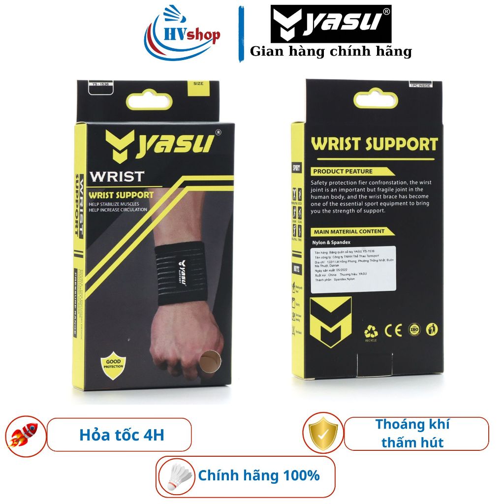 Băng chặn mồ hôi cổ tay Yasu 1536, thấm hút, thoáng khi, điều chỉnh được chặt lỏng - HVShop