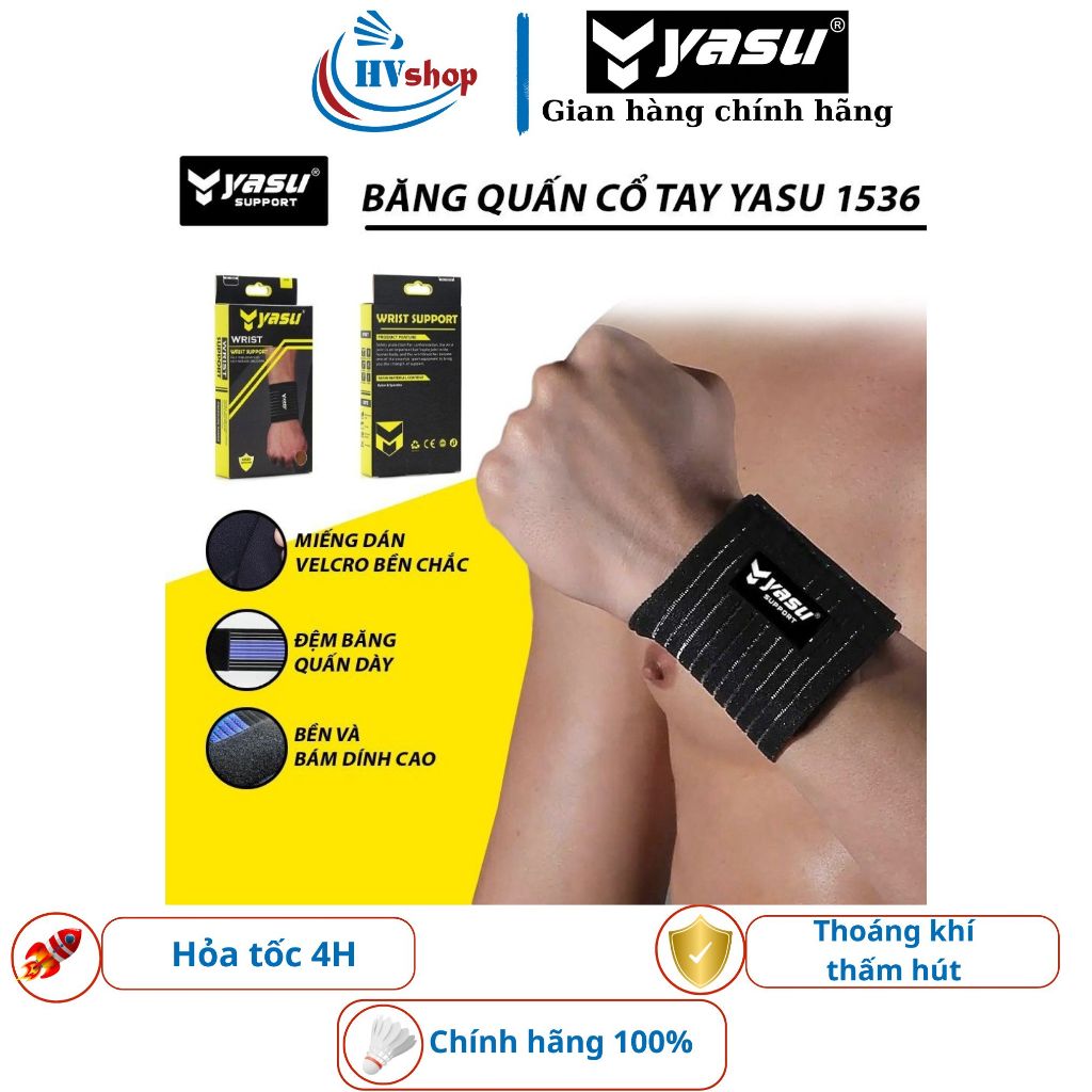 Băng chặn mồ hôi cổ tay Yasu 1536, thấm hút, thoáng khi, điều chỉnh được chặt lỏng - HVShop