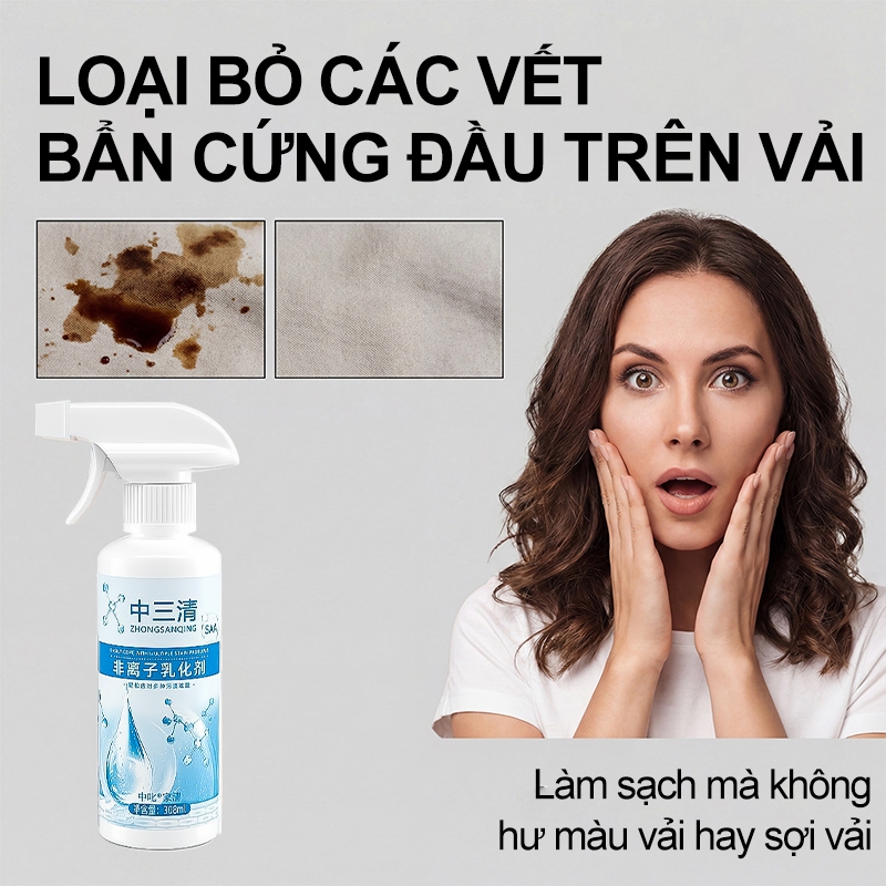 Nước tẩy quần áo,  Xịt loại bỏ mọi vết ố vàng, Tẩy Sạch Vết Ố Cổ Áo, Ố Nách, Không Cần Chà, Không Hại Vải, An Toàn Cho D
