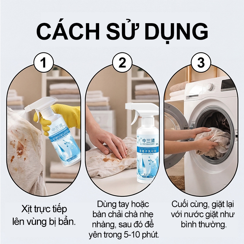 Nước tẩy quần áo,  Xịt loại bỏ mọi vết ố vàng, Tẩy Sạch Vết Ố Cổ Áo, Ố Nách, Không Cần Chà, Không Hại Vải, An Toàn Cho D