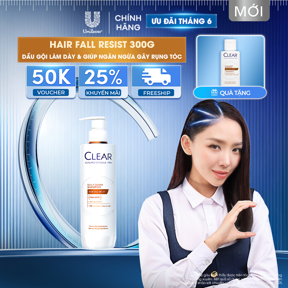 [MỚI RA MẮT] DẦU GỘI CHUYÊN DỤNG GIÚP LÀM DÀY & NGĂN NGỪA TÓC GÃY RỤNG CLEAR HAIRFALL RESIST 300G