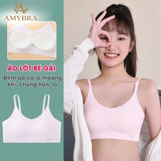 Combo 3 Áo Lá Cho Bé Gái Tuổi Dậy Thì, Áo Lót Học Sinh Có Đệm Mút Mỏng Thoải Mái AMYBRA B7133