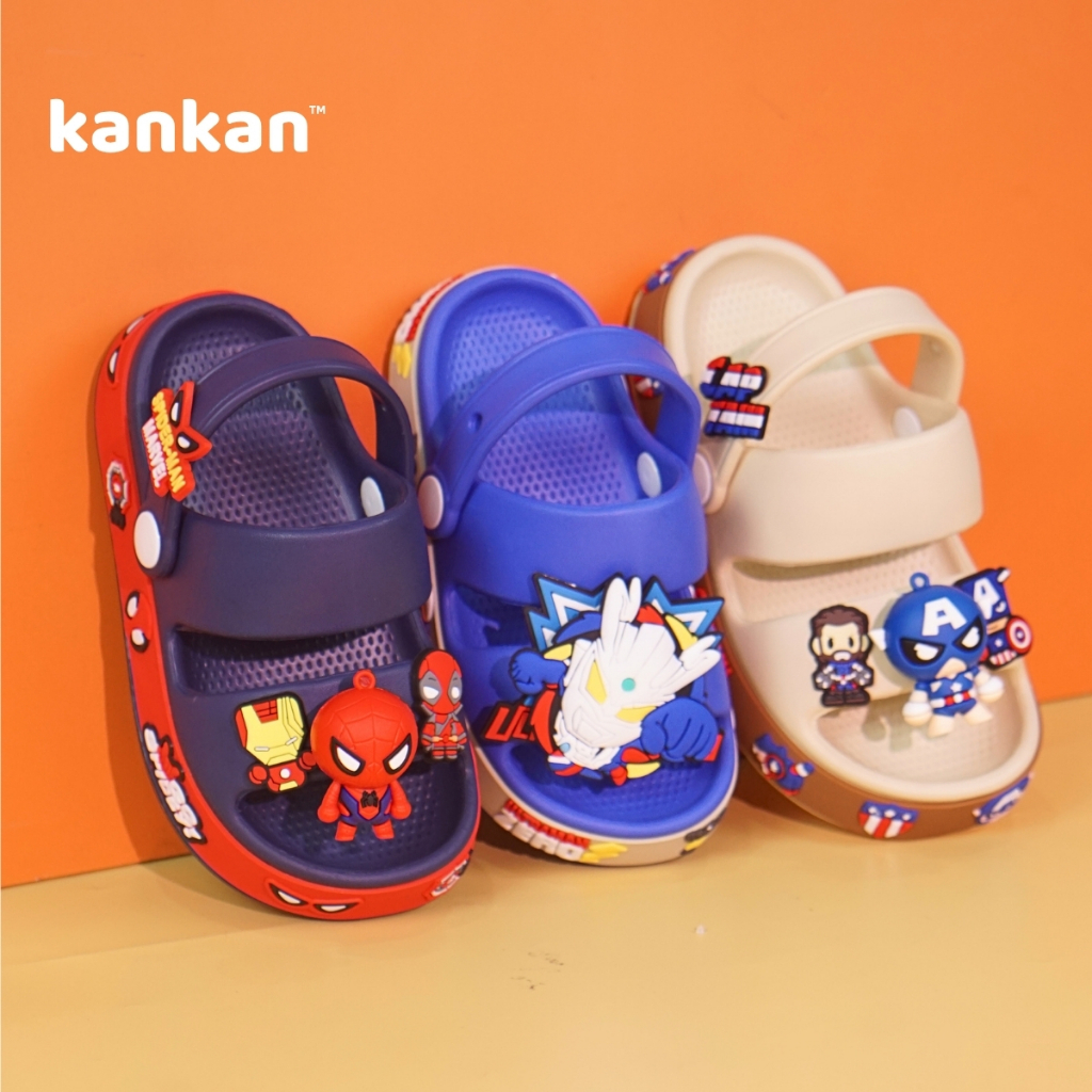 Dép Sandal Cho Bé Trai KanKanStore Dép Xăng Đan Siêu Nhân Minecraft Êm Chân Tặng Kèm Sticker KA135