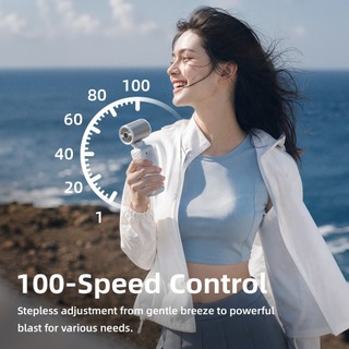 Quạt Cầm Tay GOOJODOQ Siêu Tốc Động Cơ 18000 RPM,Gió Mạnh 10 m/s,100 Cấp Độ,Màn Hình LED,Pin 1800mAh