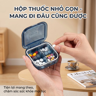 Hộp chia thuốc mini nhỏ gọn, tiện mang theo, chống nước và có các ngăn đựng riêng Hộp đựng thuốc mini gia đình chia ngày