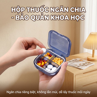 Hộp chia thuốc mini nhỏ gọn, tiện mang theo, chống nước và có các ngăn đựng riêng Hộp đựng thuốc mini gia đình chia ngày