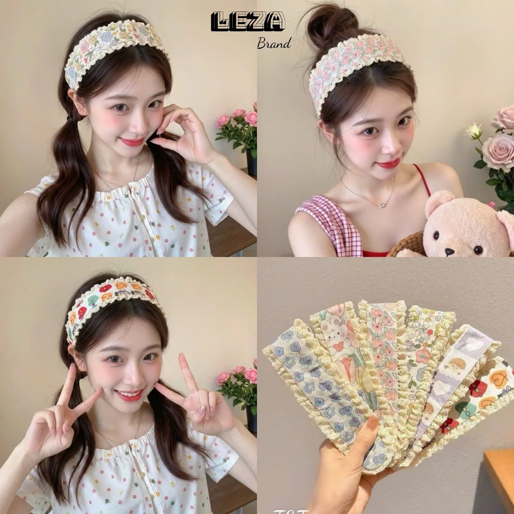 Băng đô dán mái [ 100 mẫu ] viền ren Leza làm gọn tóc Phong Cách Vintage