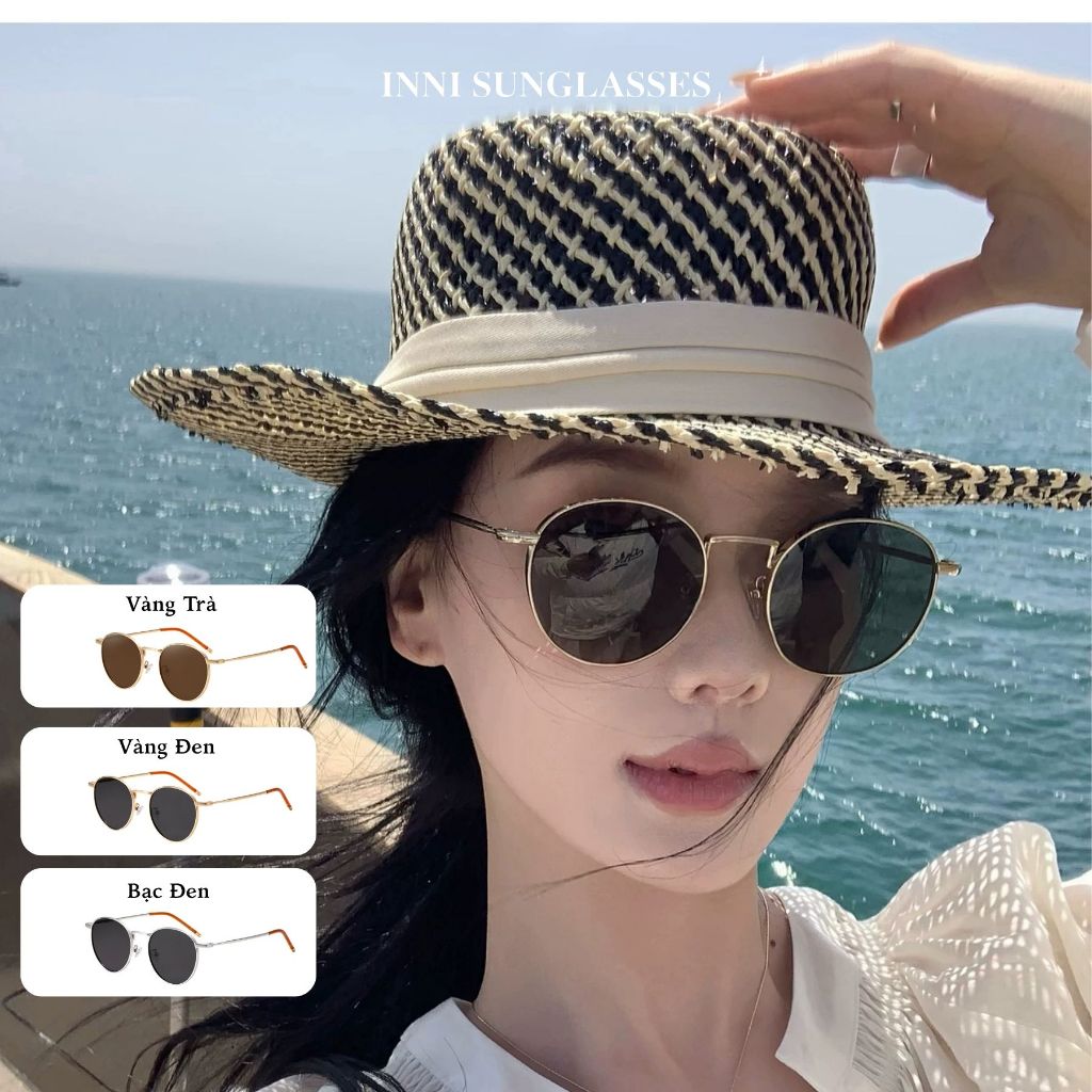 Kính râm thời trang INNI kính mát phân cực dáng tròn tròng chống chói và tia UV400 - 6584