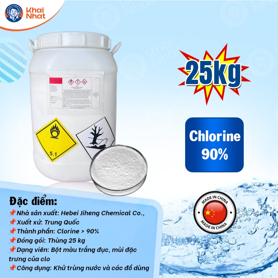 TCCA trắng bột Hebei - chlorine 90% thùng 25kg - Xử lý nước và xử lý hồ bơi
