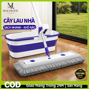 Cây Lau Nhà Tự Vắt Microfiber 45CM | Chổi Lau Sàn Chống Bám Bẩn, Xoay Linh Hoạt 360 Độ, Phù Hợp Mọi Loại Sàn