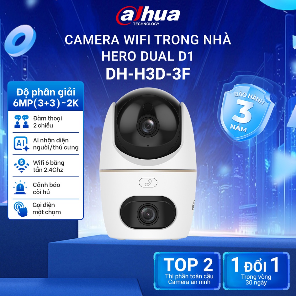 Camera Wifi Dahua Hero Dual D1 2 Mắt Kép 6MP/10MP Xoay 360 độ ,Đàm ...