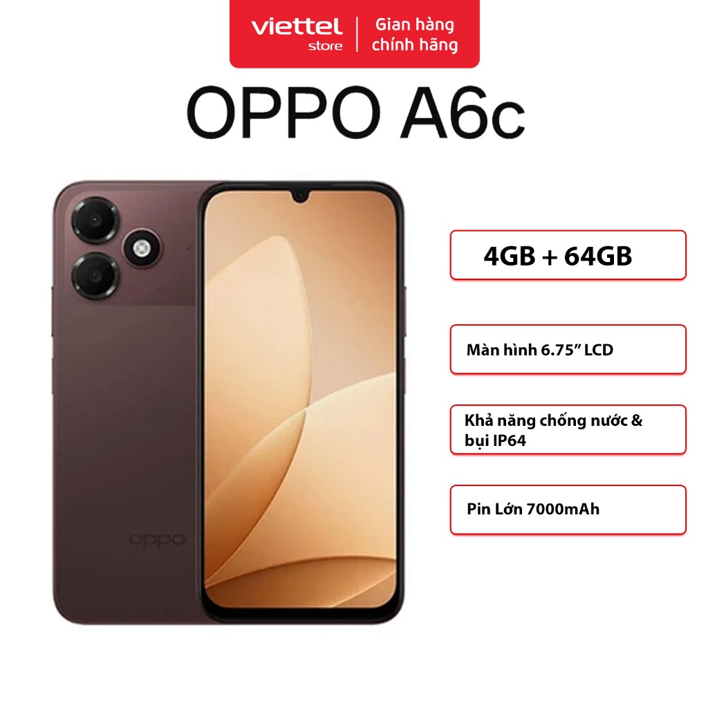 Điện thoại OPPO A6c 4GB + 64GB Chính hãng | Màn hình 6.75" 120Hz | Pin Siêu Lớn 7000 mAh | BigBuy360 - bigbuy360.vn