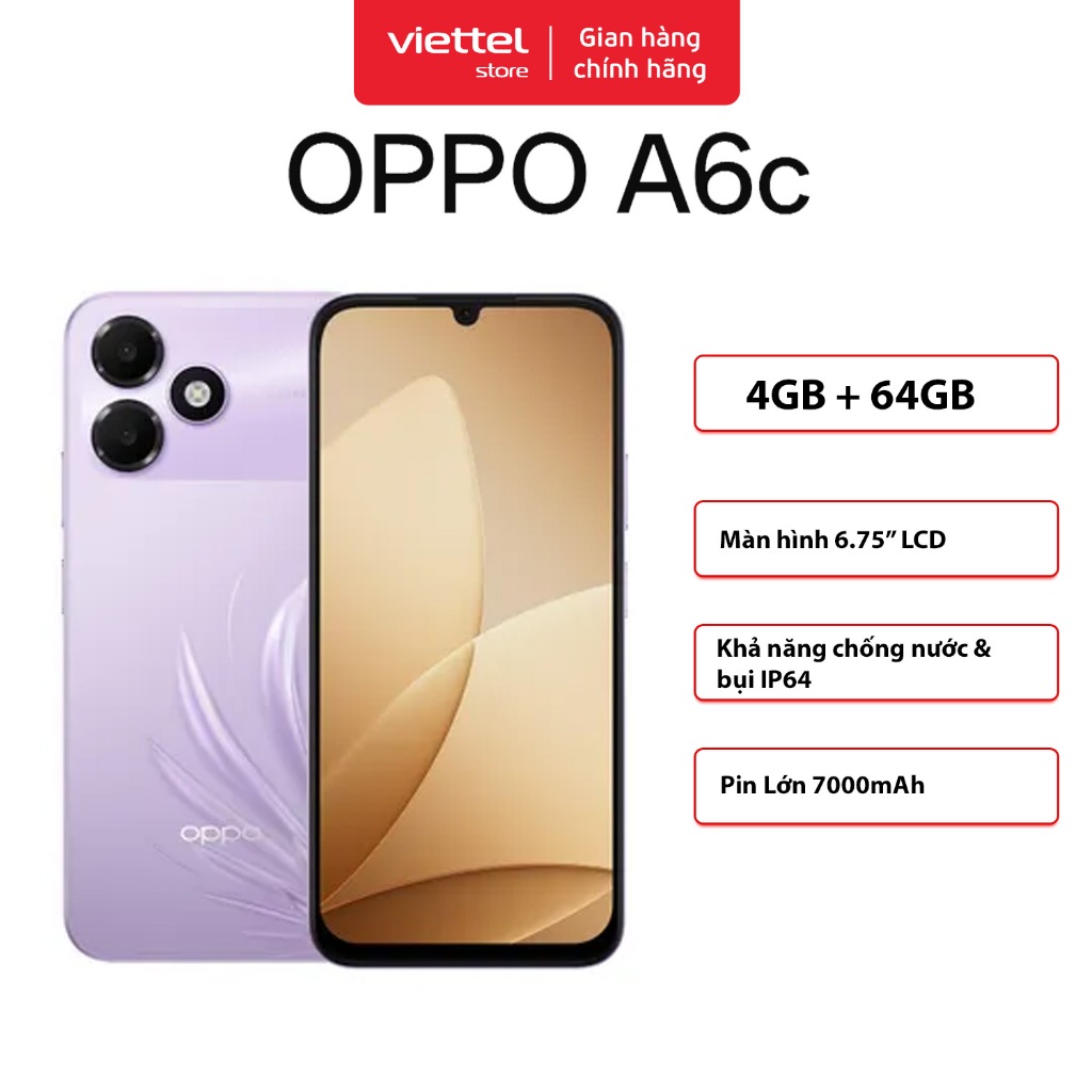 Điện thoại OPPO A6c 4GB + 64GB Chính hãng | Màn hình 6.75" 120Hz | Pin Siêu Lớn 7000 mAh | BigBuy360 - bigbuy360.vn