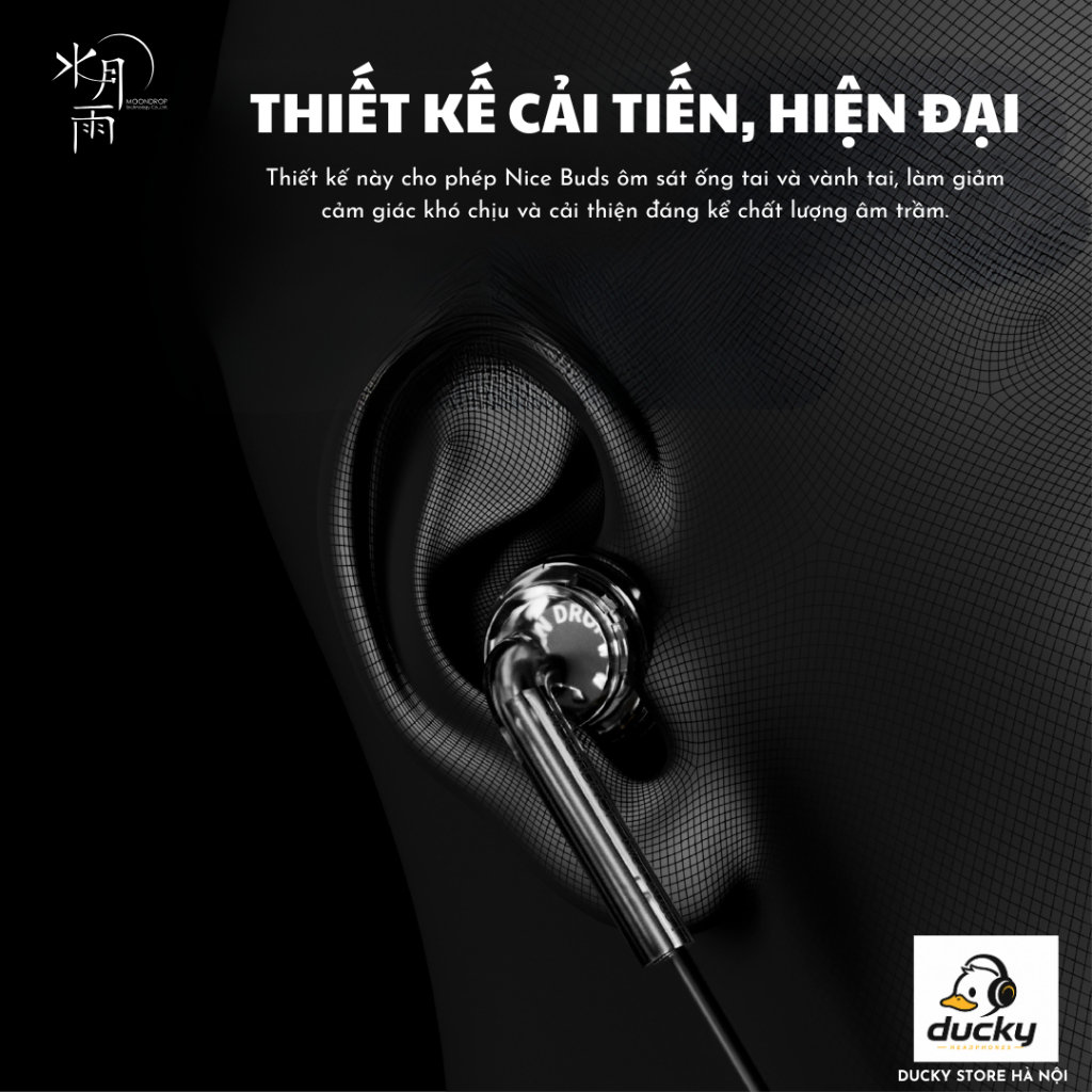 Tai Nghe Có Dây MOONDROP NICE BUDS Có Mic, Chân Cắm 3.5mm, Gaming, Thiết Kế Earbud, Chính Hãng