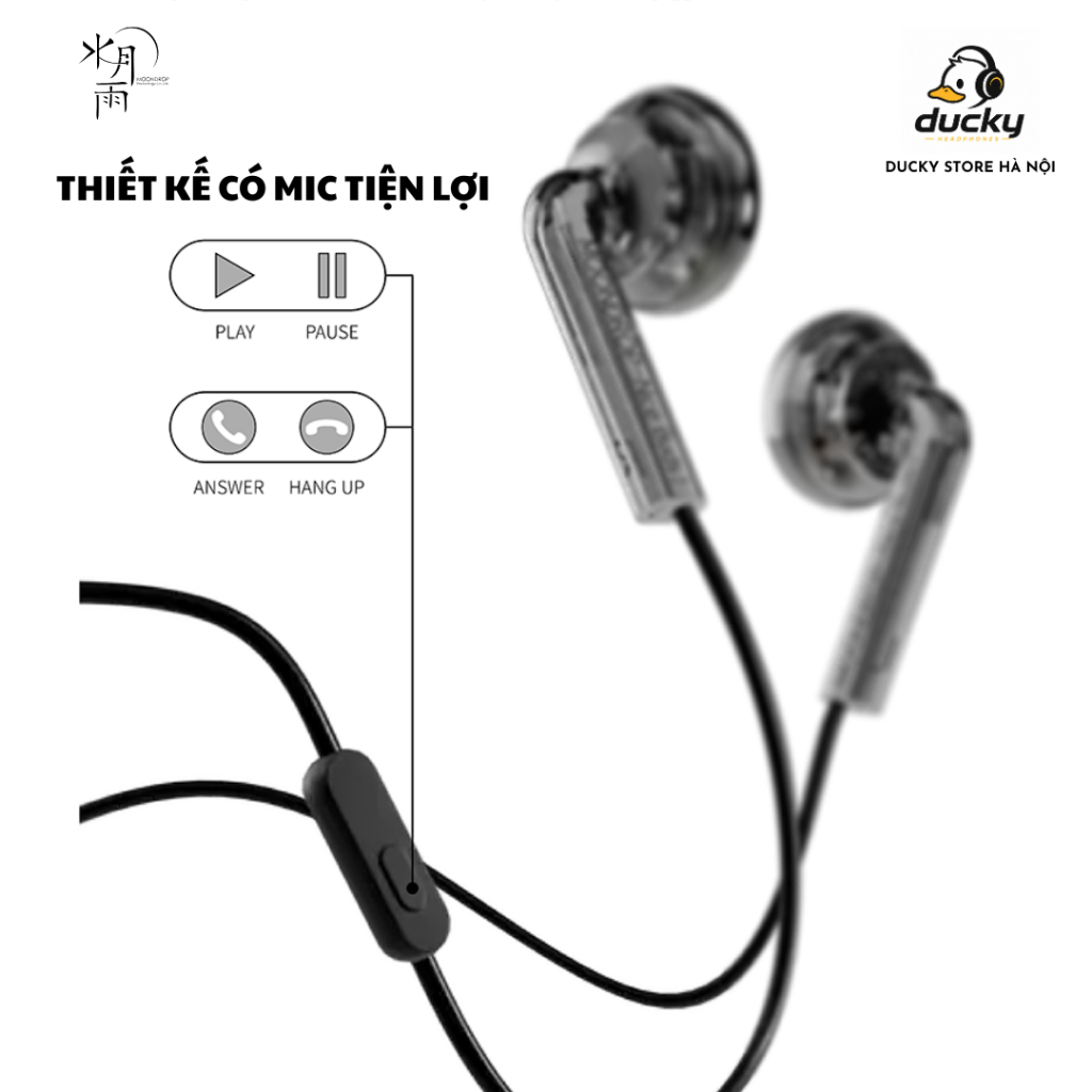 Tai Nghe Có Dây MOONDROP NICE BUDS Có Mic, Chân Cắm 3.5mm, Gaming, Thiết Kế Earbud, Chính Hãng