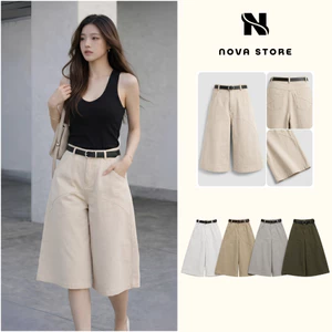 Quần Short Culottes Nữ Cạp Cao Ống Rộng Form Suông, Quần Kaki Nữ Hàn Quốc Đứng Form Che Khuyết Điểm