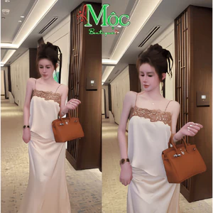 Set váy dài Lụa Tô Châu phối áo Ren tinh tế chân váy đuôi cá xoè nhẹ tôn dáng sang trọng cao cấp
