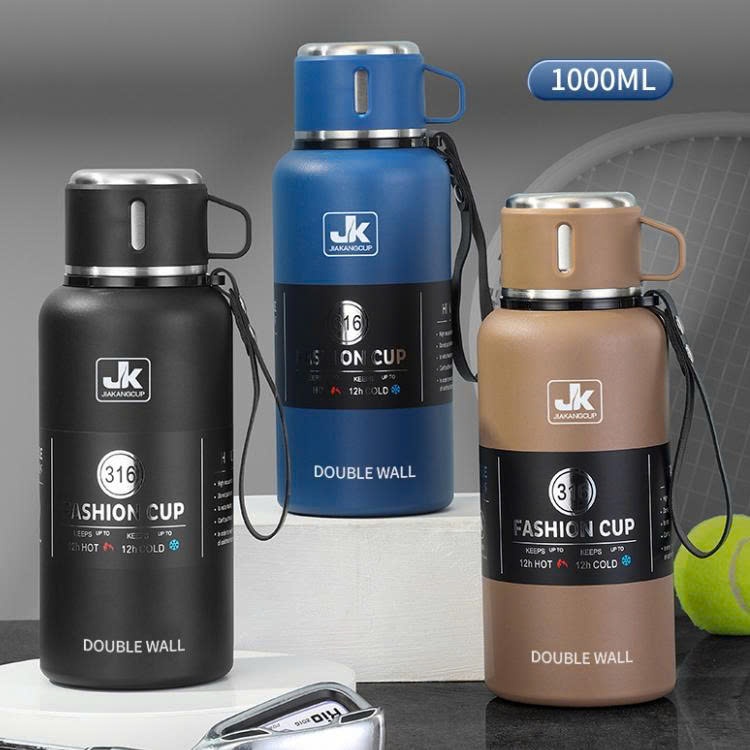 Bình giữ nhiệt Inox 304 dung tích 1000ml thiết kế thông minh cốc làm ly uống nước -phiên bảnJK-CUP