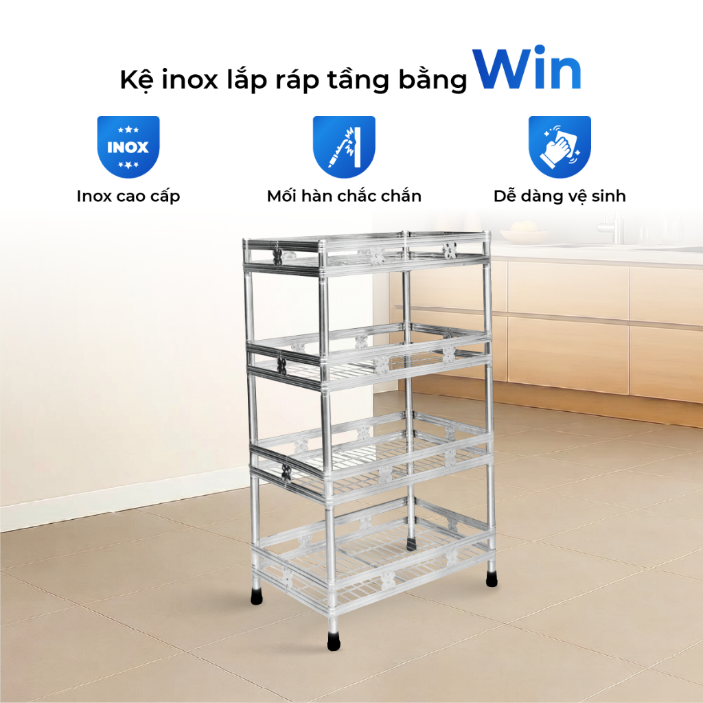 [HỎA TỐC] Kệ inox đa năng Win La QUI PHÚC, inox 201, chắc chắn, tiện lợi, lắp ráp dễ dàng