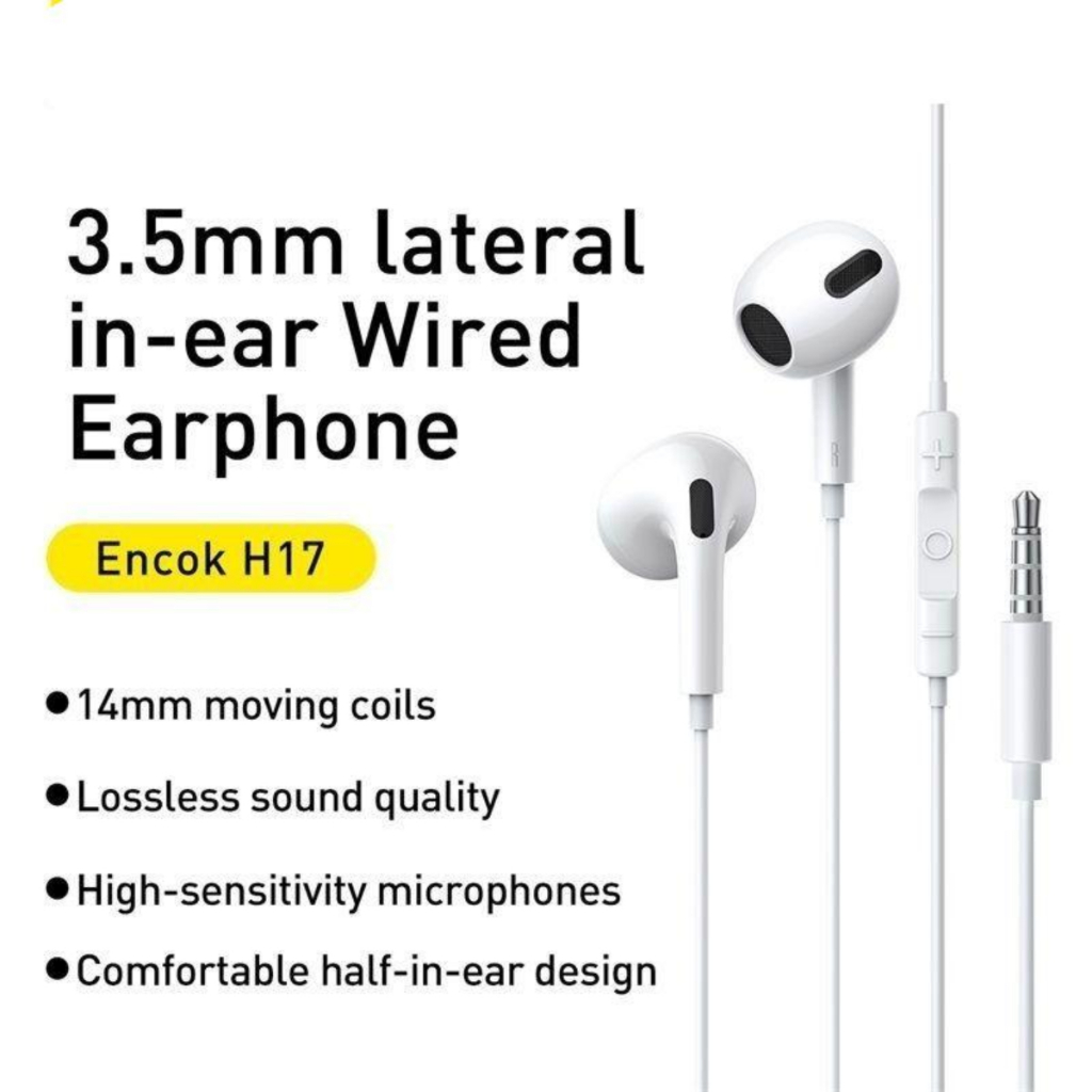 Tai nghe có dây 3.5mm Baseus encok H17 lateral in-ear wired earphone | BigBuy360 - bigbuy360.vn
