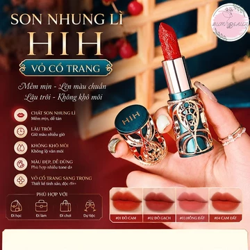 Son Nhung Lì Nội Địa Trung HIH Vỏ Cổ Trang, Son Kem Lì Mềm Mịn Lâu Trôi Không Khô Môi