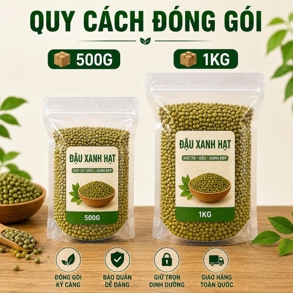 Đậu Xanh Nguyên Hạt Hạt Đều Ít Lép Nấu Chè Làm Sữa Hạt Giá Đỗ