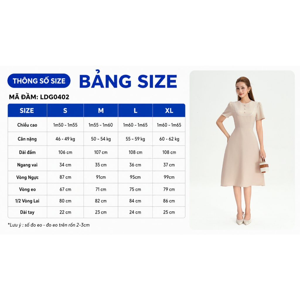 Đầm Nữ Dáng A Xòe GUMAC Cổ Tròn Tay Ngắn Phối Viền Ren Đính Nút Trang Trí Có Túi Sườn LDG0402