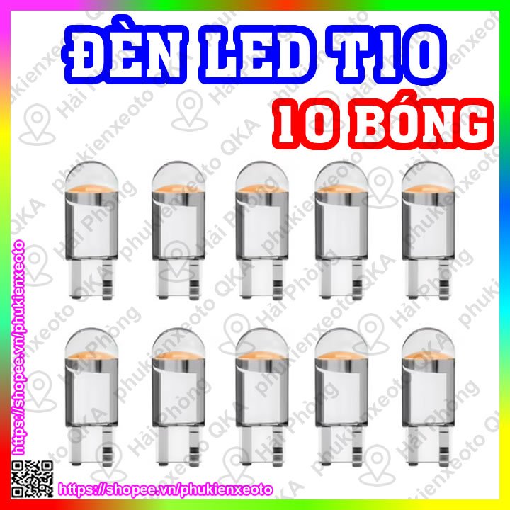 ( 10 BÓNG ) Bóng Led T10 siêu sáng đúc kính lắp mặt đồng hồ, demi, xi nhan xe máy ô tô 12V
