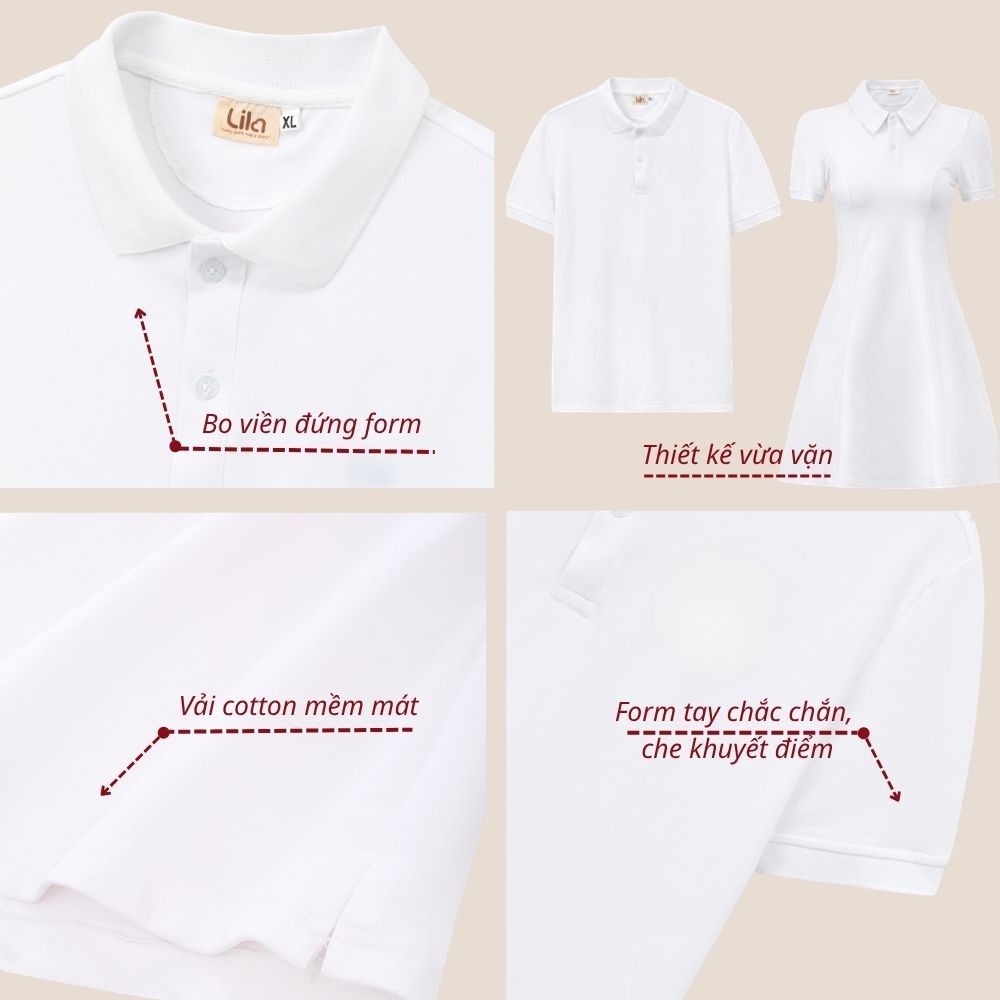 Áo polo nam váy polo nữ basic vải cotton, đồ đôi nam nữ thêu tên theo yêu cầu, Đồ cặp couple - LiLa