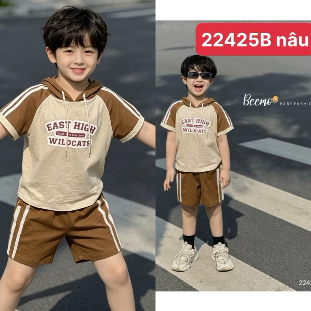 Set đồ bé trai Beemo cộc tay mặc hè, áo quần cotton co giãn mềm mại, mặc thoải mái, size 9-23kg (80-130)
