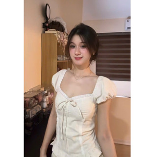 [ BST HÈ 2026 - CHIOCO ] Áo Babydoll Nữ Kiểu Tay Phồng Ren Ngực Thắt Nơ Phong Cách Mùa Hè Kimee - KA840