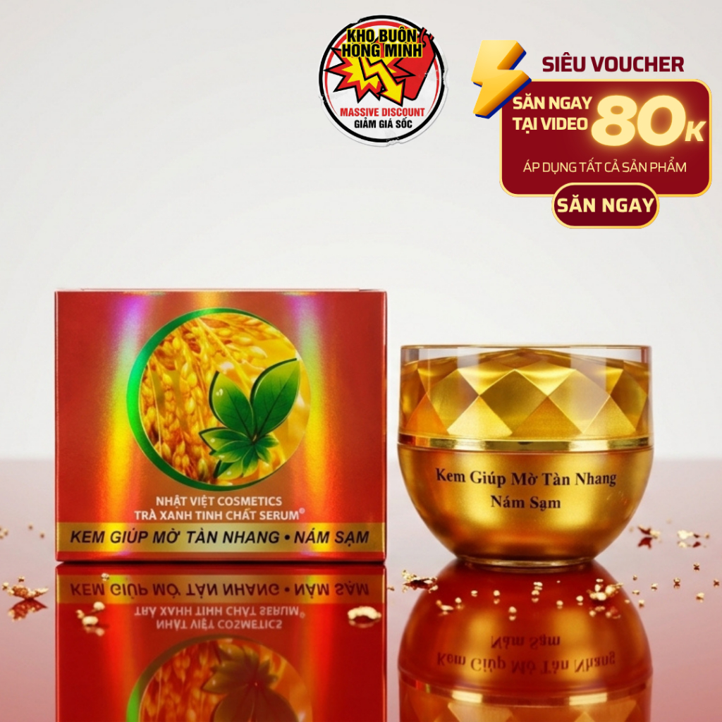 Kem Trà Xanh Cám Gạo Nhật Việt 15g Đỏ - Hỗ Trợ Mờ Nám Tàn Nhang, Da Đều Màu