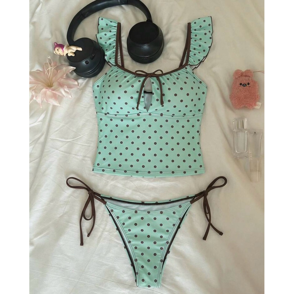 NUNG NIU - Set Bikini Xanh Mint Chấm Bi Mùa Hè MỚI - 𝐌𝐢𝐧𝐭 𝐂𝐡𝐨𝐜𝐨 𝐁𝐢𝐤𝐧𝐢