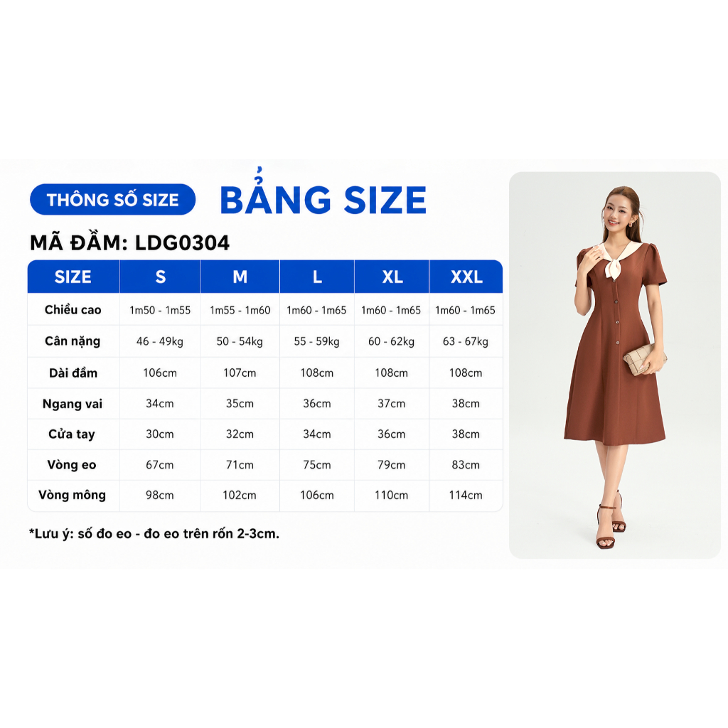 Đầm Nữ Dáng A Xòe GUMAC Cổ V Phối Bâu Cổ Hoa Tay Phồng Nhẹ Có Đính Nút Trang Trí LDG0304