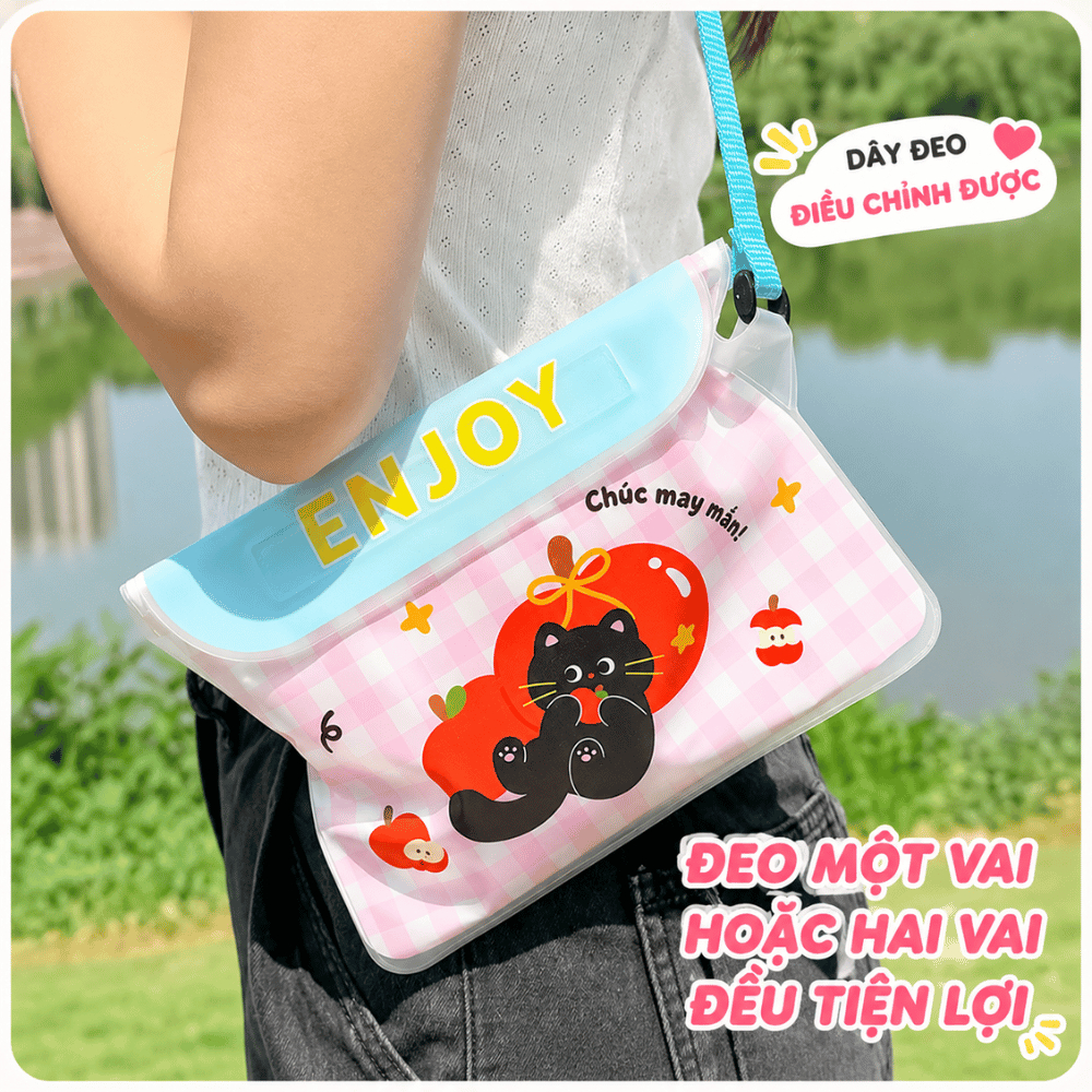 Túi Đựng Điện Thoại Chống Nước Cỡ Lớn RICHOUSE Túi Đựng Đồ Cảm Ứng Nhạy 3 Lớp Khóa, Dây Đeo Tiện Lợi