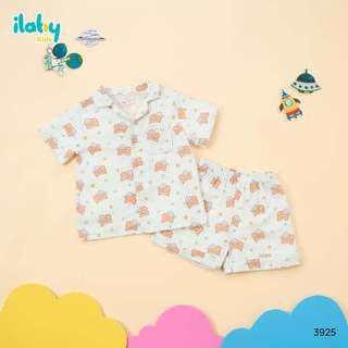 Bộ đồ mặc nhà cho bé ILABY HCM bộ pijama Cotton cao cấp họa tiết gấu dễ thương size 9-40kg [3925]
