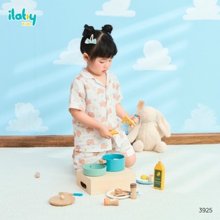 Bộ đồ mặc nhà cho bé ILABY HCM bộ pijama Cotton cao cấp họa tiết gấu dễ thương size 9-40kg [3925]