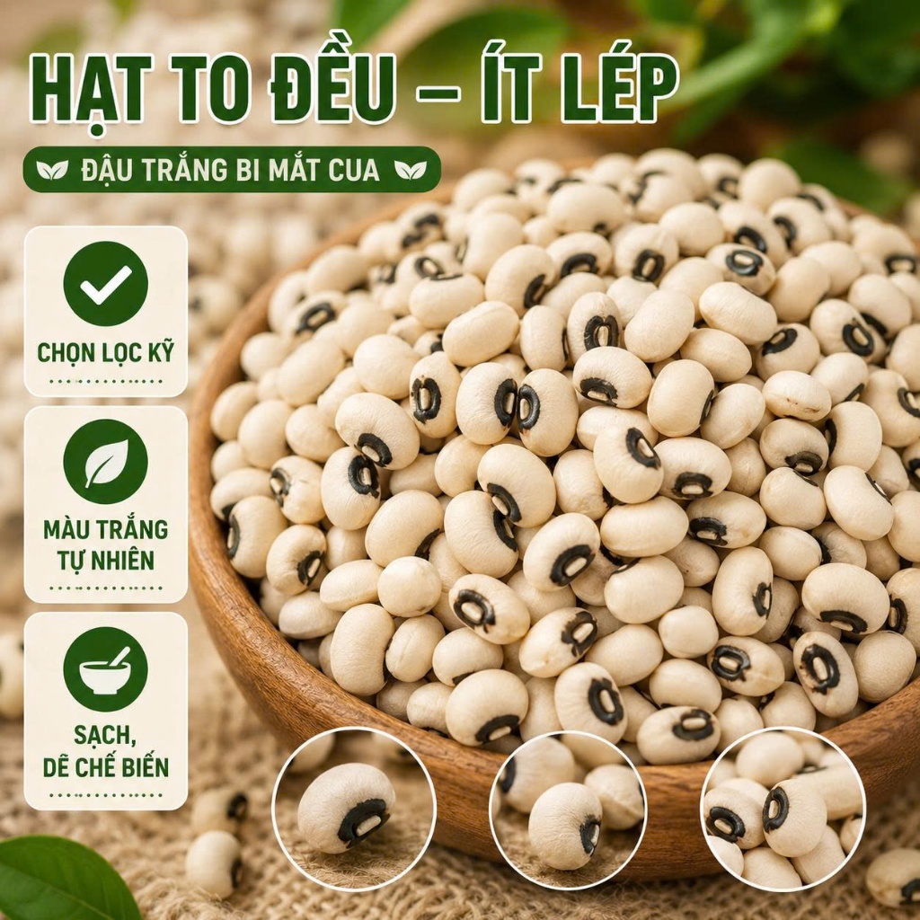 [Sỉ] Đậu Trắng Mắt Cua Gia Đình / Quán Ăn – Hạt Đẹp Không Lẫn – Thơm Bùi Tự Nhiên