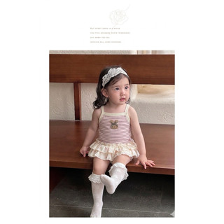 Set bộ áo 2 dây quần giả váy tầng bèo cho bé gái 6-14kg - Set váy xinh xắn cho bé gái