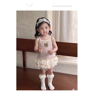 Set bộ áo 2 dây quần giả váy tầng bèo cho bé gái 6-14kg - Set váy xinh xắn cho bé gái