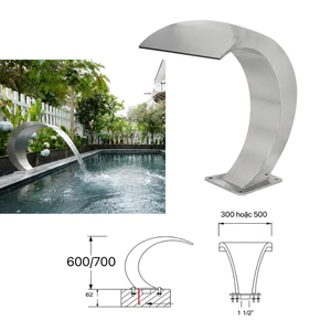 thác nước cong, cây phun nước, vòi massage dạng vòm, vòi phun nước bán nguyệt, thác nước cong inox, thác nước mỏ vịt
