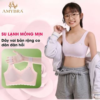 Combo 3 Áo lá cho bé viền lượn sóng nhẹ nhàng - Set 3 Áo lót nữ sinh họa tiết đáng yêu AMYBRA A741