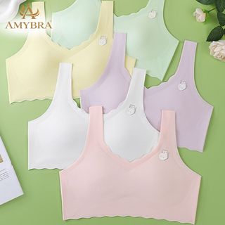 Combo 3 Áo lá cho bé viền lượn sóng nhẹ nhàng - Set 3 Áo lót nữ sinh họa tiết đáng yêu AMYBRA A741