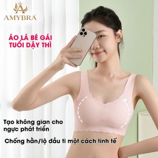 Combo 3 Áo lá cho bé viền lượn sóng nhẹ nhàng - Set 3 Áo lót nữ sinh họa tiết đáng yêu AMYBRA A741