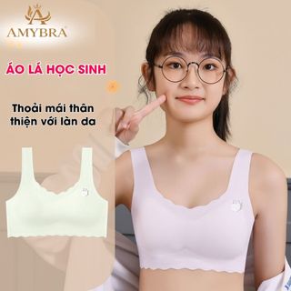 Combo 3 Áo lá cho bé viền lượn sóng nhẹ nhàng - Set 3 Áo lót nữ sinh họa tiết đáng yêu AMYBRA A741