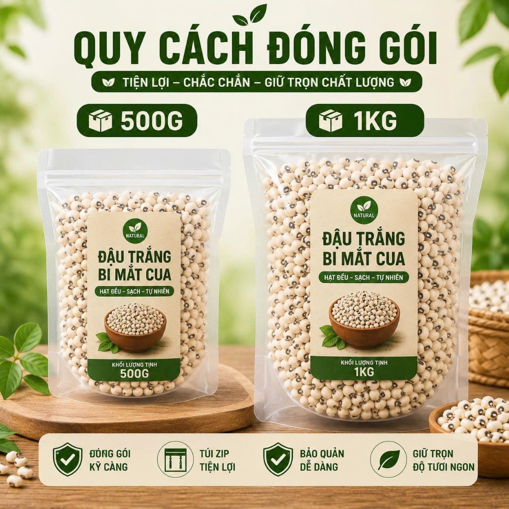 Đậu Trắng Mắt Cua Hạt To Đều Ít Lép Nguyên Chất Dùng Nấu Chè Và Chế Biến Món Ăn